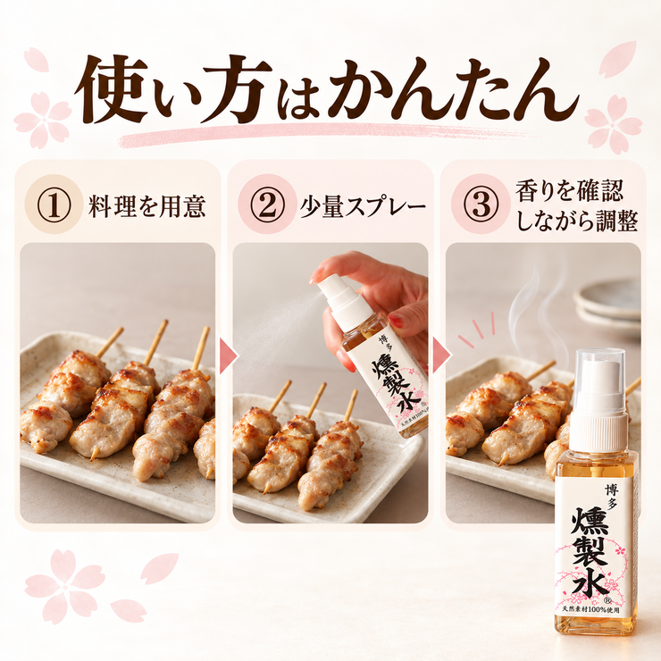 燻製水 使い方 スプレー 料理 簡単3ステップ