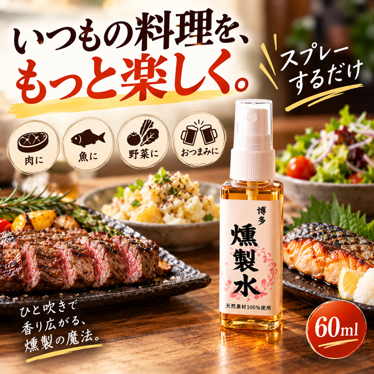 博多燻製水60ml 燻製スプレー 肉 魚 野菜 おつまみ